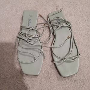 SHEIN Women's Mint Lace-Up Sandals